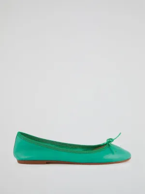 Green Leather Ballerina Shoes