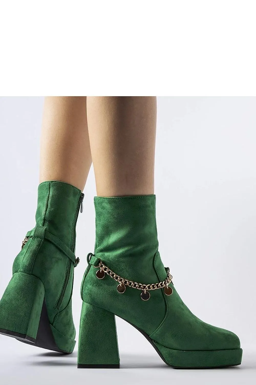 Green lined ankle heel boots