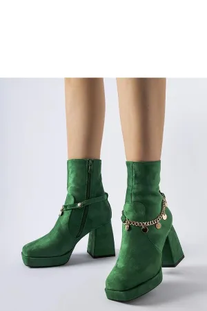 Green lined ankle heel boots