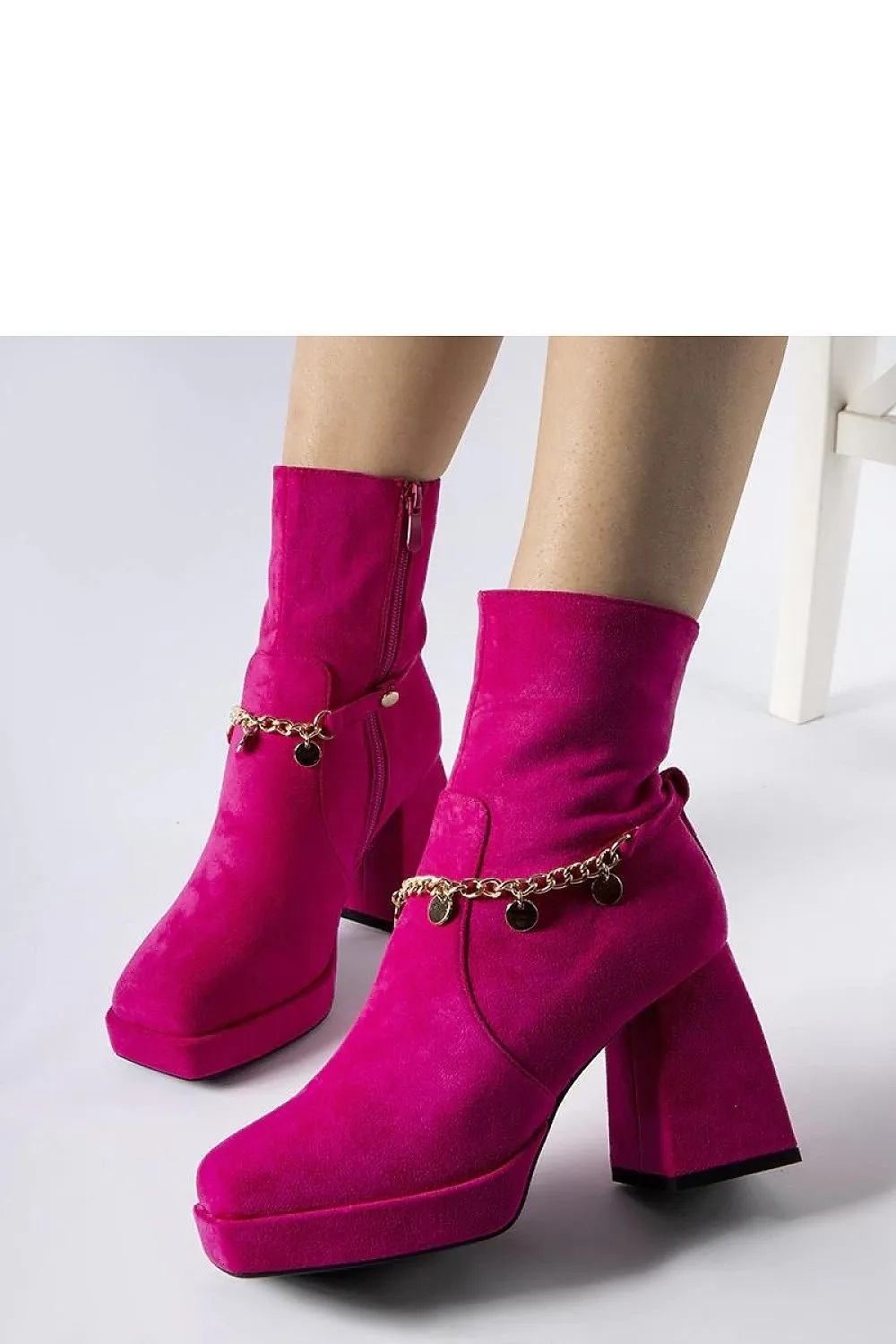 Green lined ankle heel boots