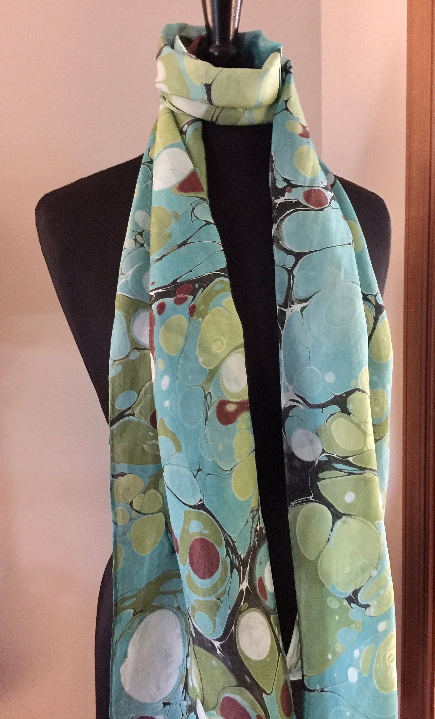 Green Stone.  Casual & fun!   Habotai Silk 14x72”