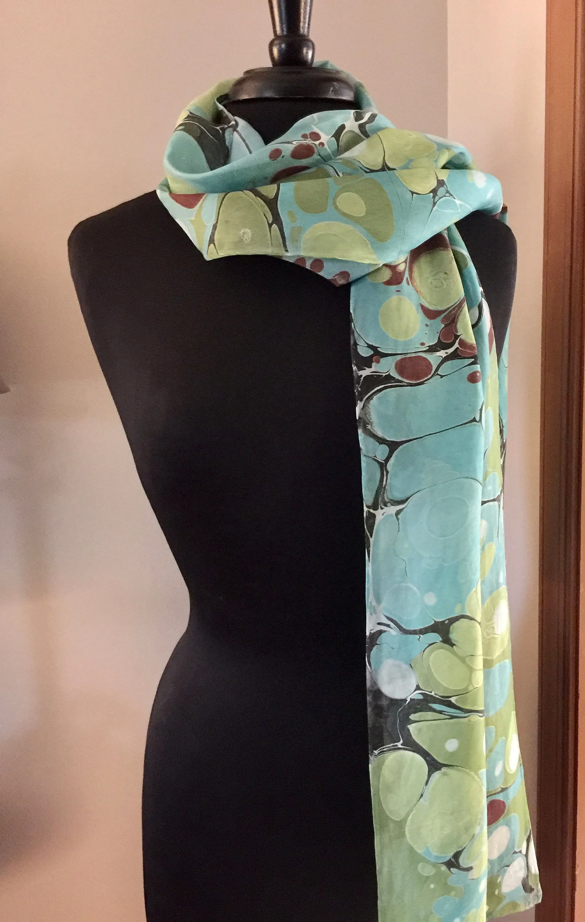 Green Stone.  Casual & fun!   Habotai Silk 14x72”