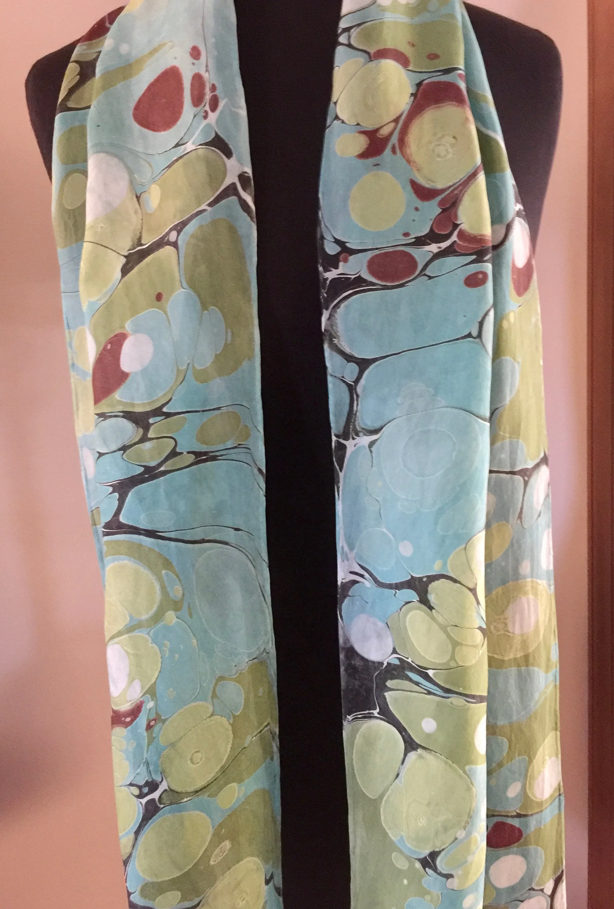 Green Stone.  Casual & fun!   Habotai Silk 14x72”