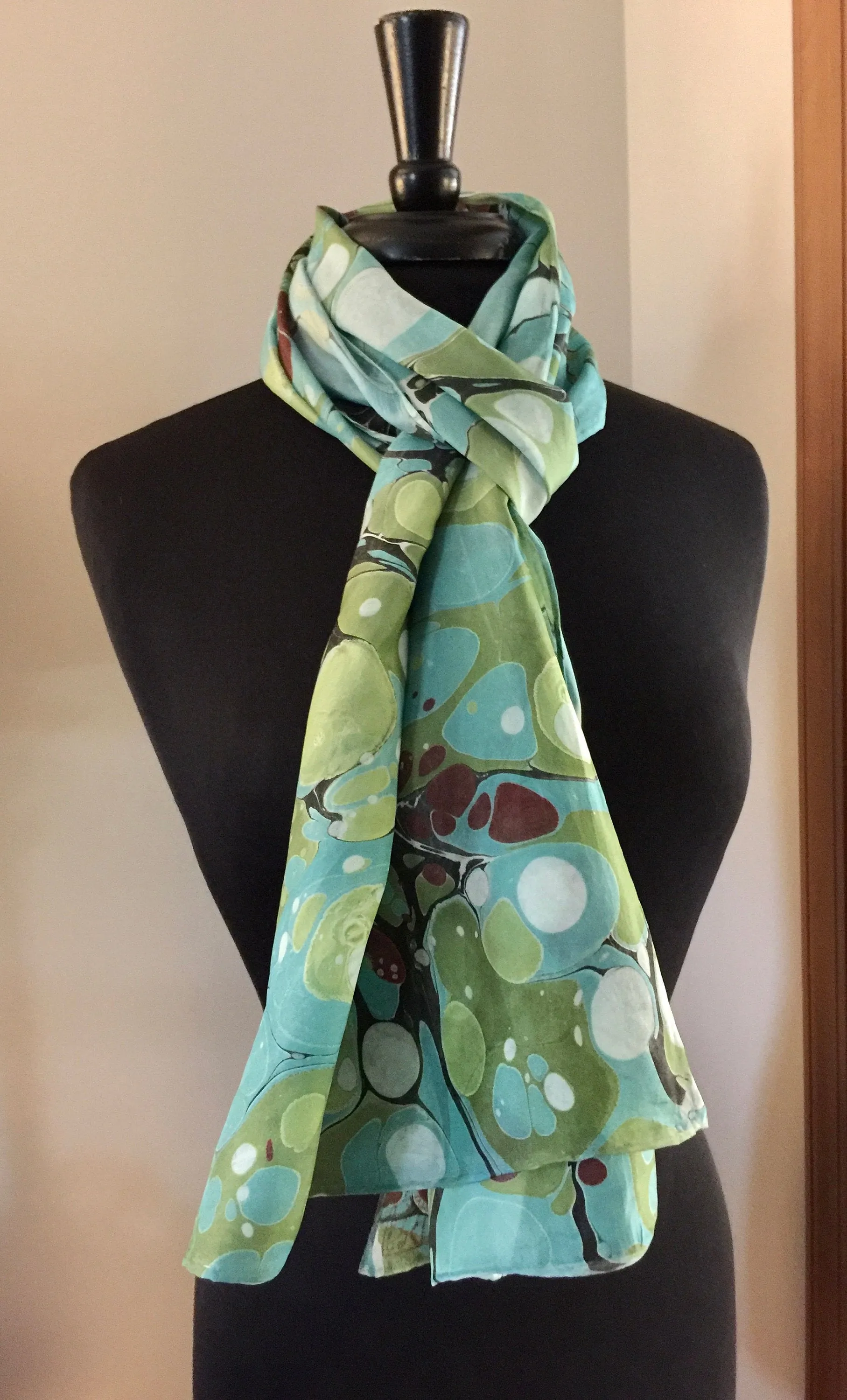 Green Stone.  Casual & fun!   Habotai Silk 14x72”