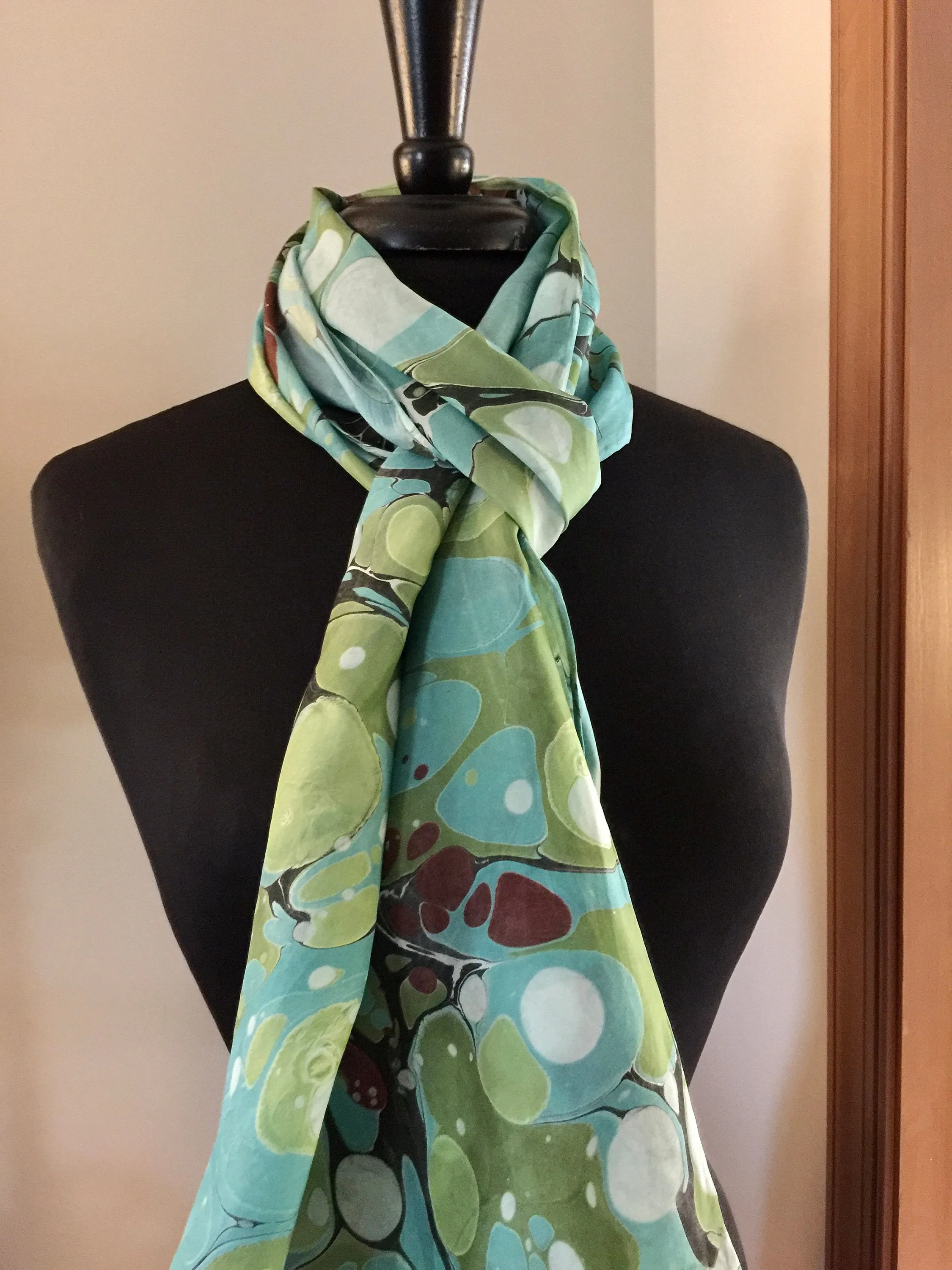 Green Stone.  Casual & fun!   Habotai Silk 14x72”