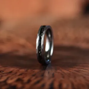 Grey Hammered Tungsten  Meteorite Women's Wedding Band 4MM