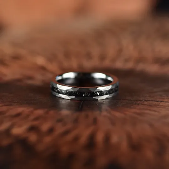 Grey Hammered Tungsten  Meteorite Women's Wedding Band 4MM