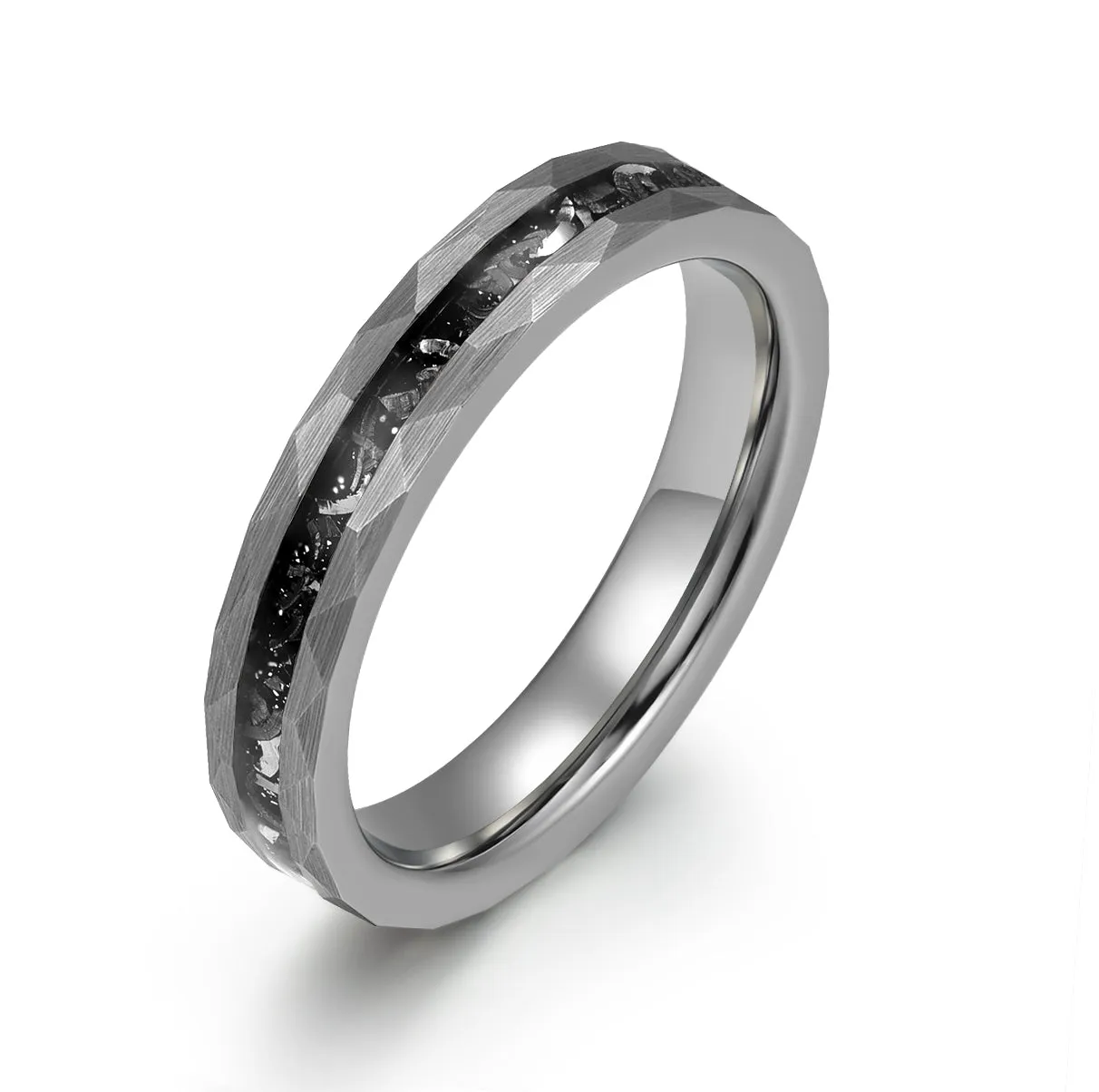 Grey Hammered Tungsten  Meteorite Women's Wedding Band 4MM