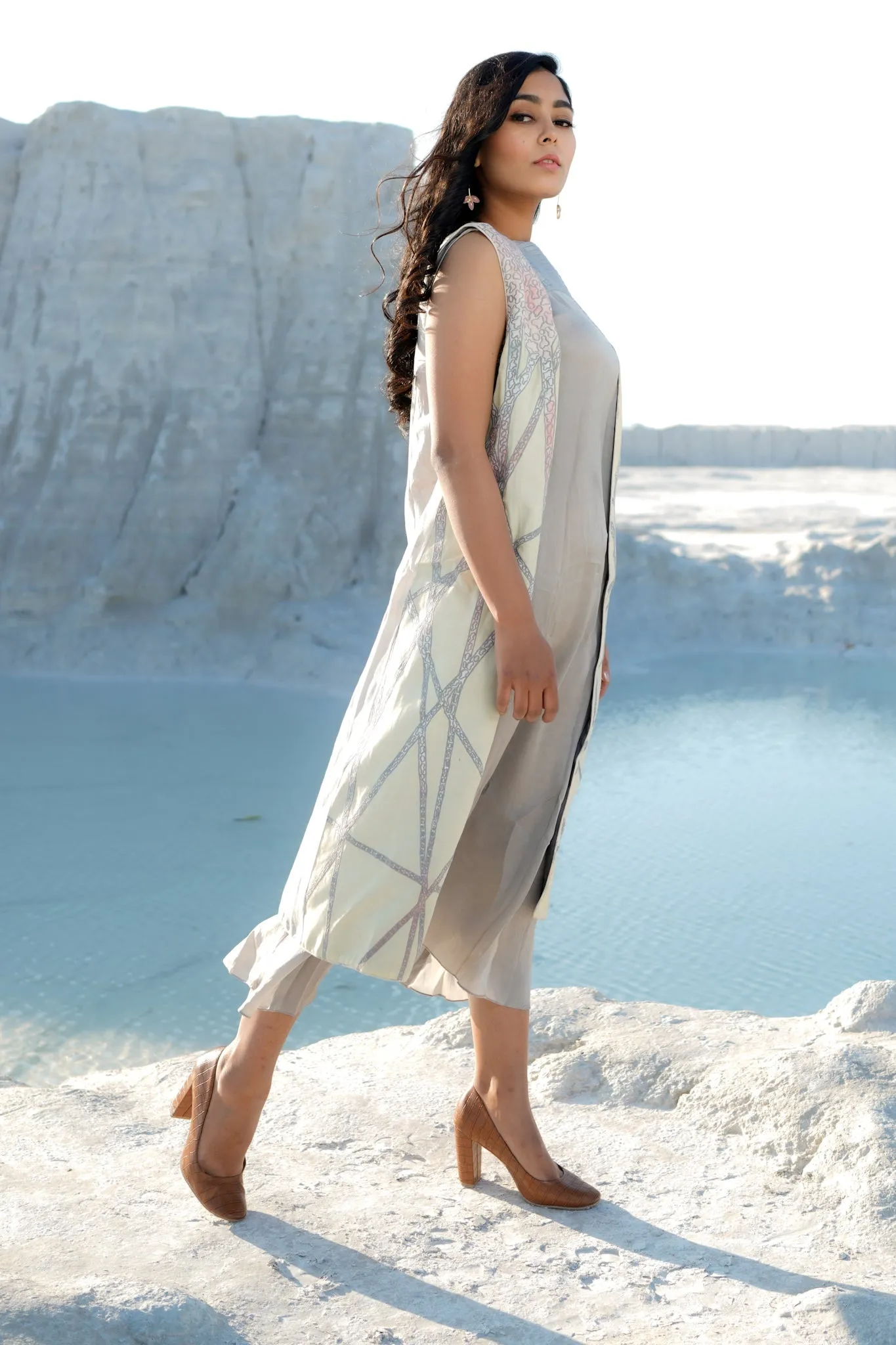 Grey tunic & Emb Coat