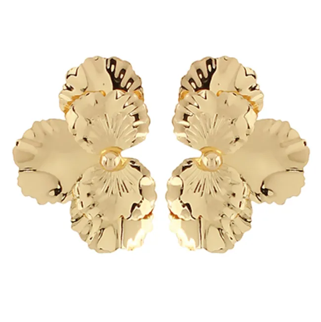 Half Flower Earrings - Gold