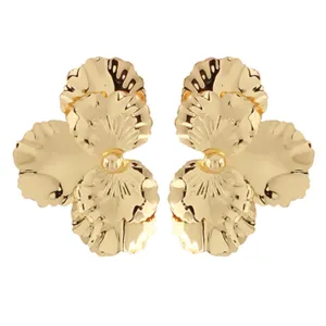 Half Flower Earrings - Gold