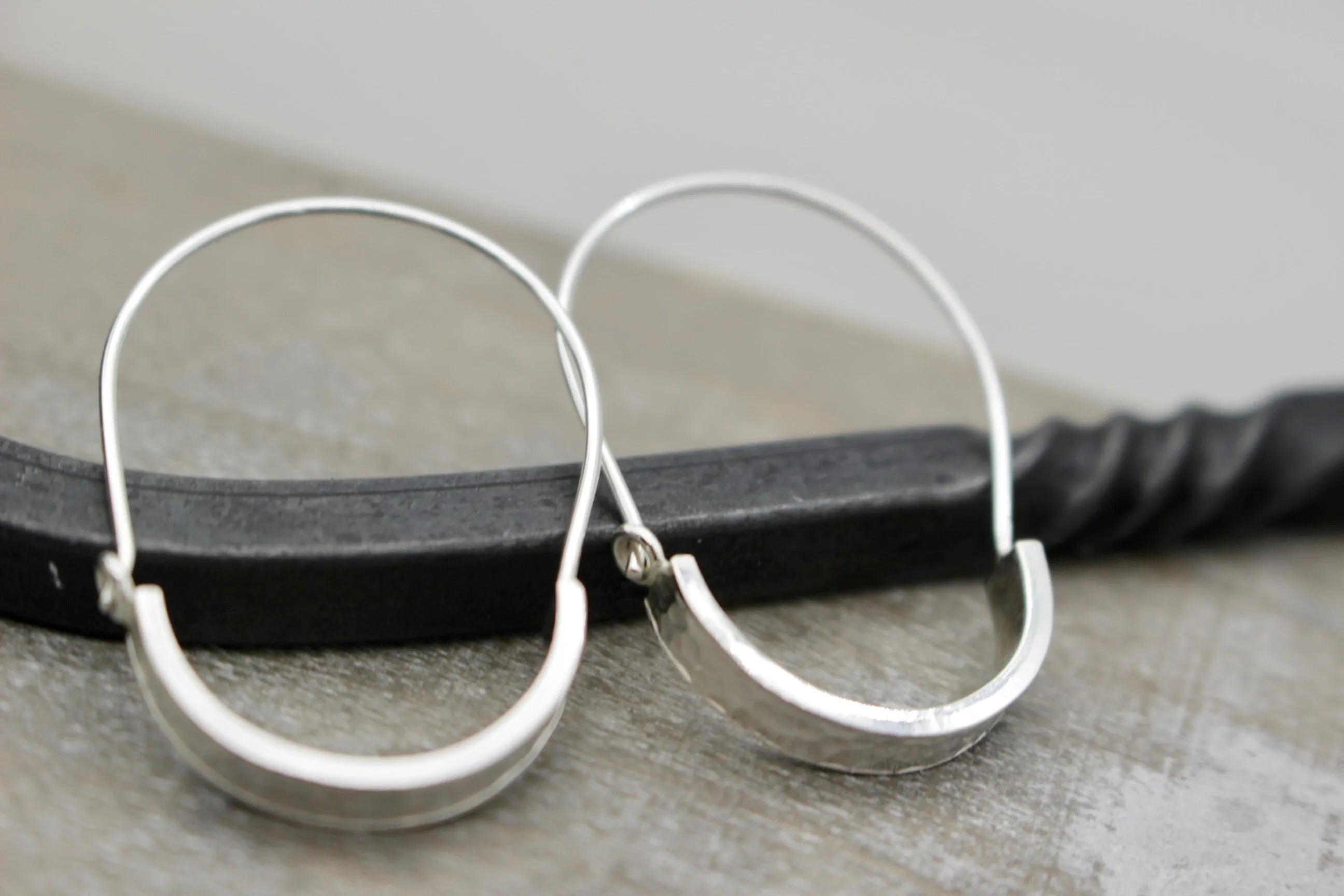 Hammered Sterling Silver Hoops