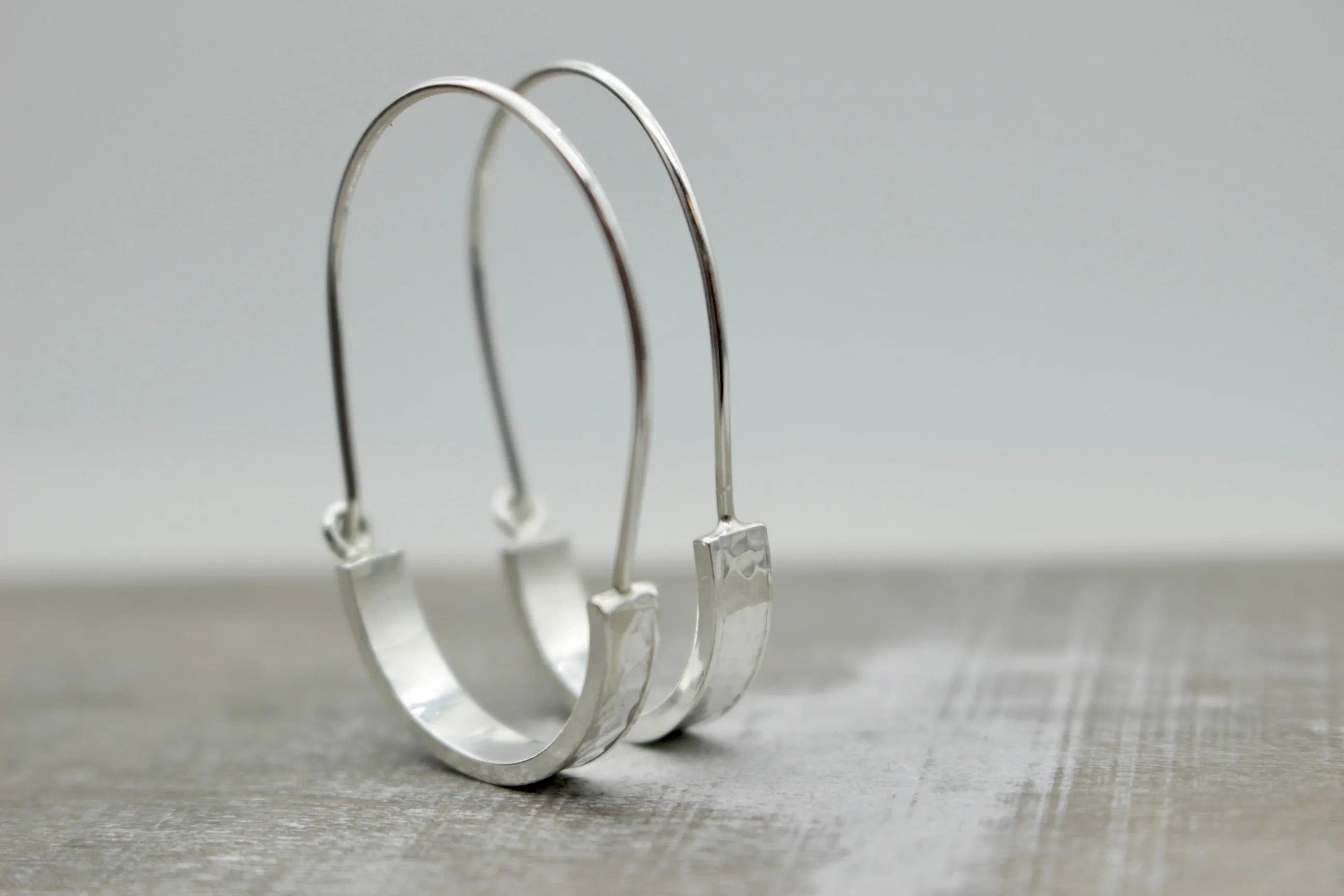 Hammered Sterling Silver Hoops