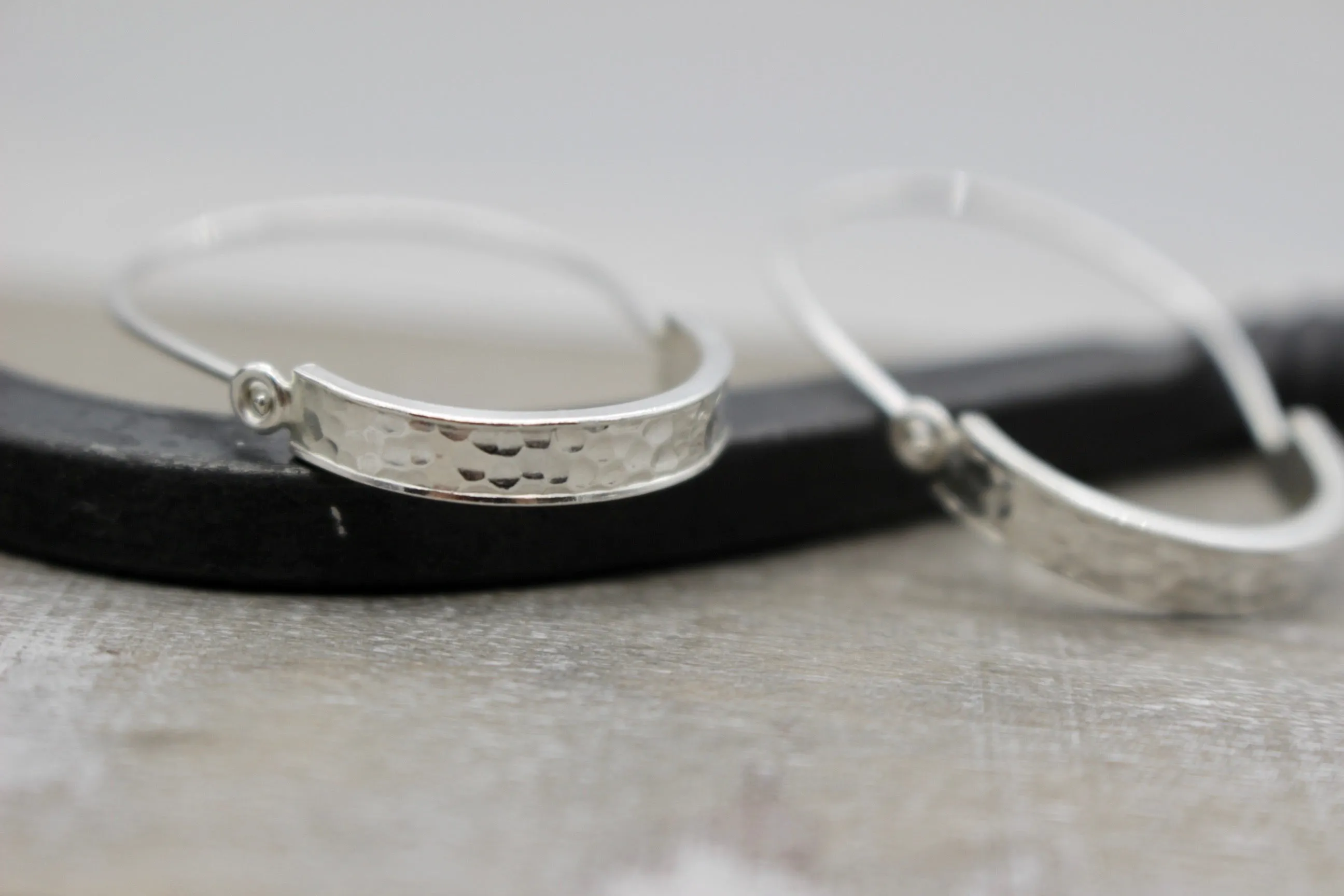Hammered Sterling Silver Hoops