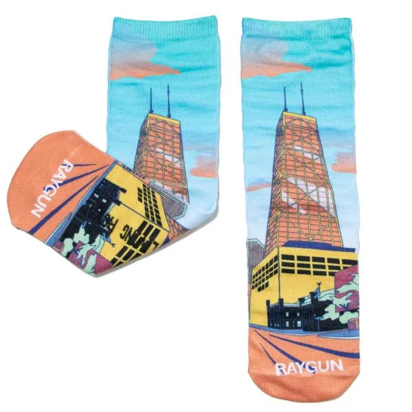 Hancock Building Colorized Socks - Orange/Blue