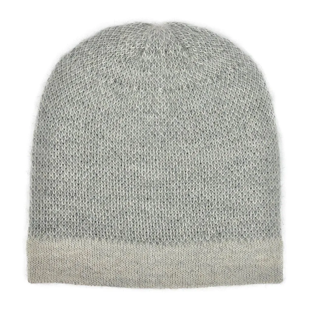 Handmade Grey Interwoven Alpaca Beanie