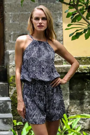 Handmade Indonesian Black & White Rayon Romper