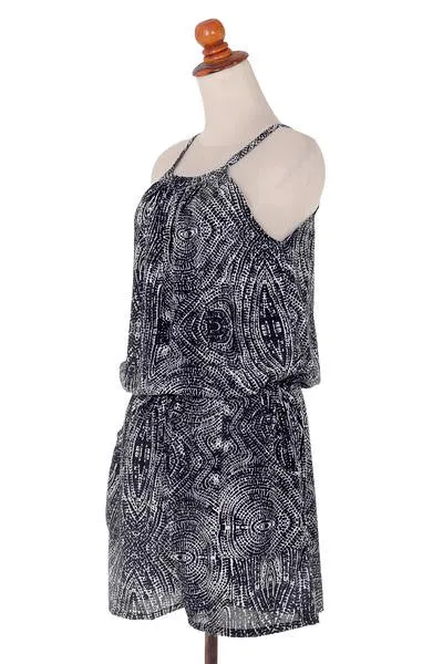 Handmade Indonesian Black & White Rayon Romper