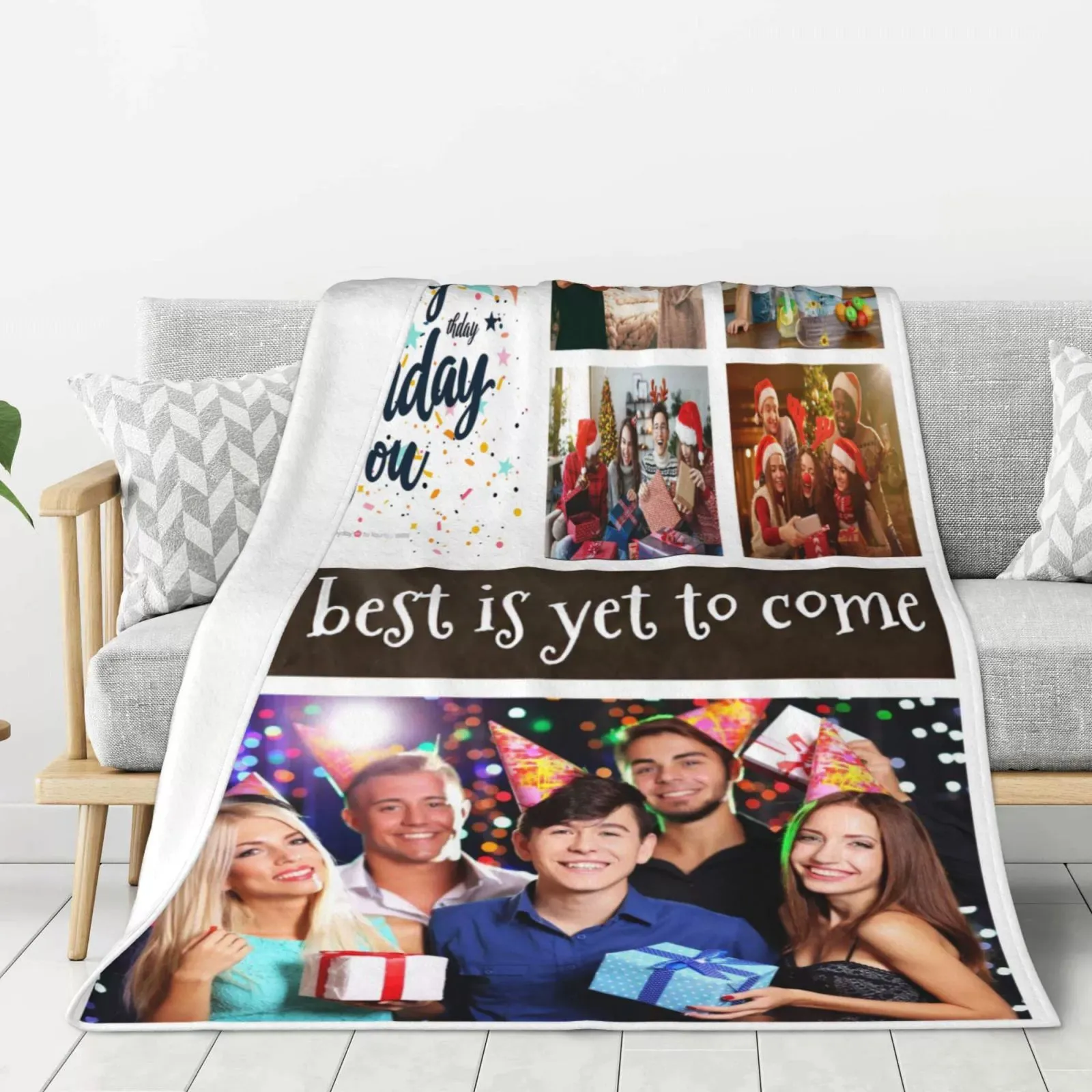 Happy Birthday the Best Is yet to Come Custom Photo Blanket