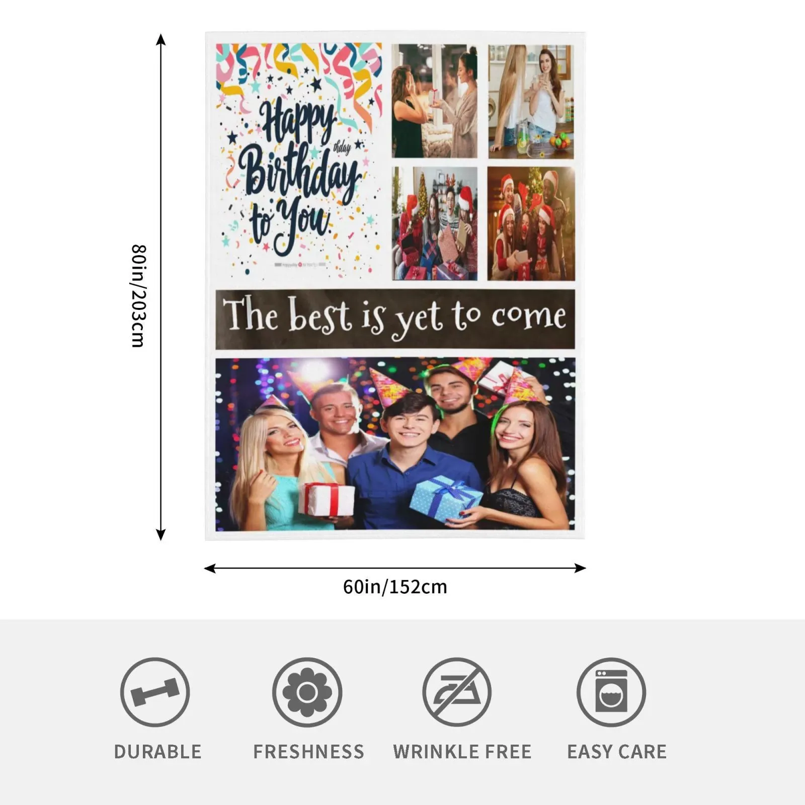 Happy Birthday the Best Is yet to Come Custom Photo Blanket