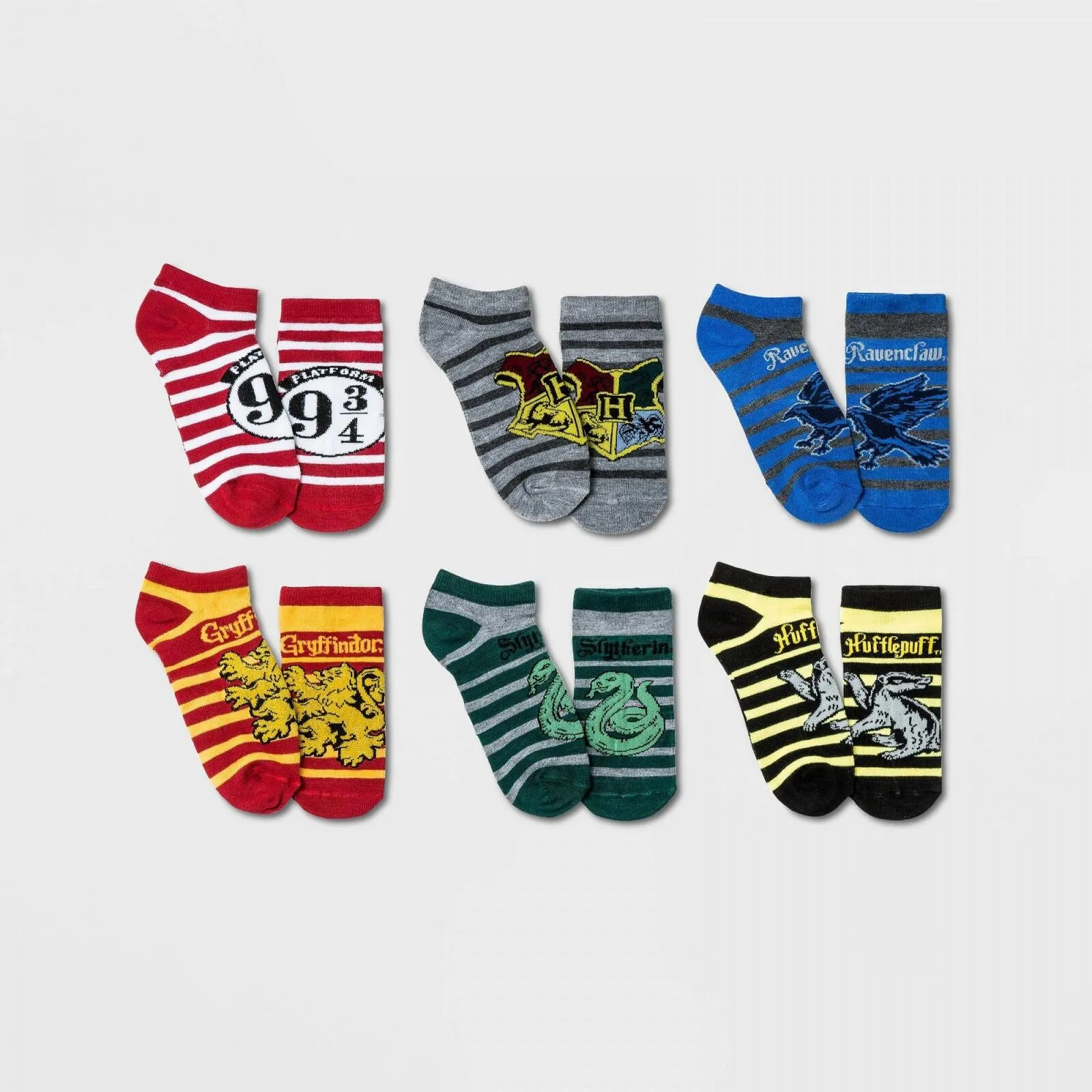 Harry Potter Women's  Houses Striped 6pk Low Cut Socks Multi 4-10