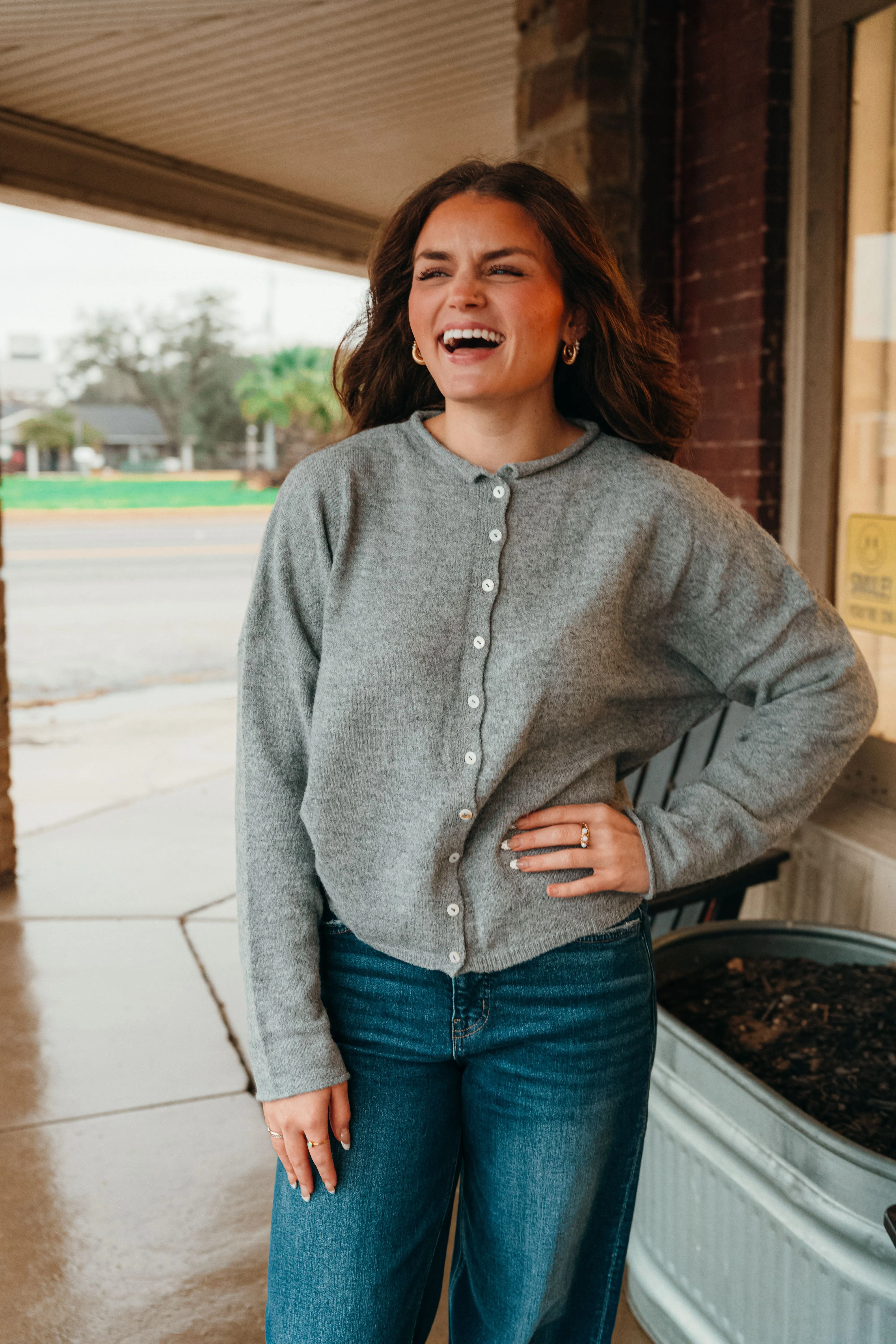 Heather Grey Lightweight Cardigan TBW237
