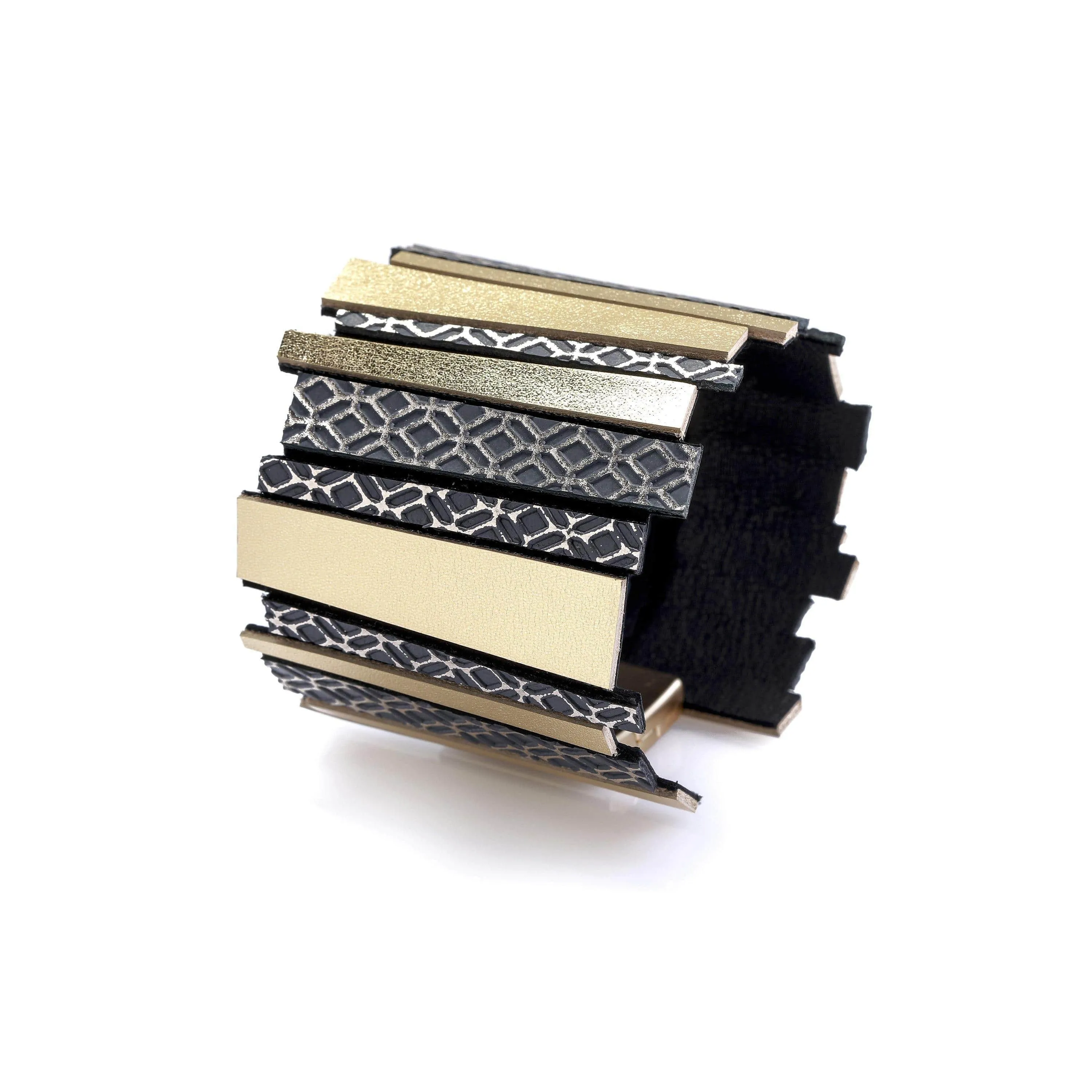 Hellena gold leather cuff bracelet