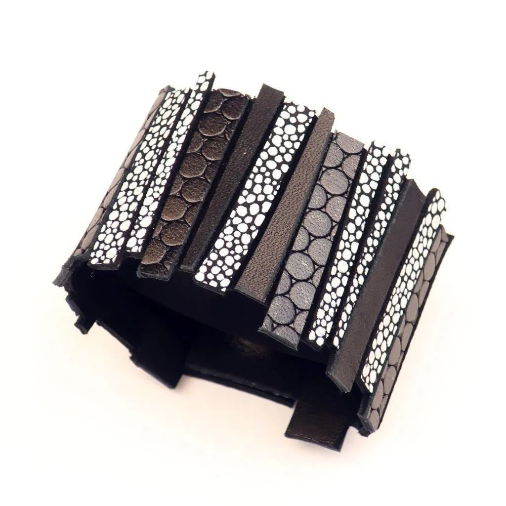 Hellena gold leather cuff bracelet
