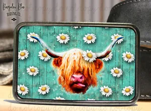 Highland Cow Daisy Belt Buckle
