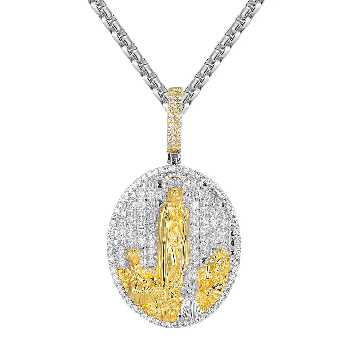 Holy Mother Mary Religious Men's Custom Icy Designer Pendant