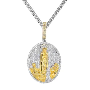 Holy Mother Mary Religious Men's Custom Icy Designer Pendant