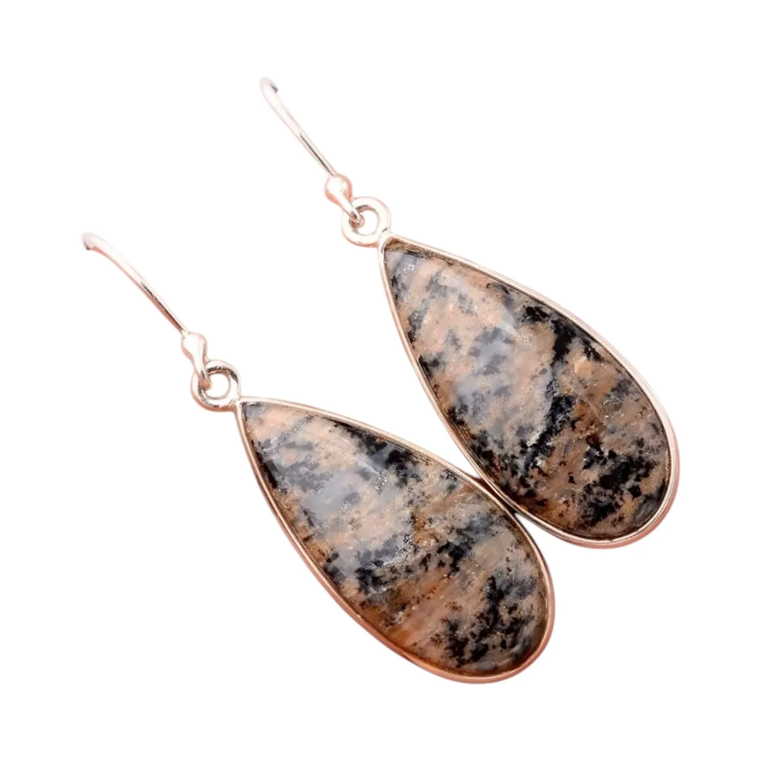 Honey Dendritic Opal Solid 925 Sterling Silver Earrings