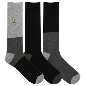 HOTSOX Men's Embroidered Avocado Crew Sock 3 Pair Pack