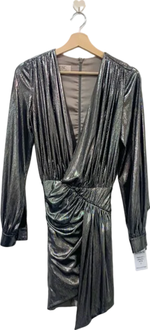 House of CB Silver Metallic Ruched Mini Dress XS