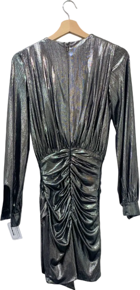 House of CB Silver Metallic Ruched Mini Dress XS