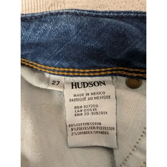 Hudson Collin Mid Rise Faded Skinny Jeans Women 27 Flap Pocket British Y2K