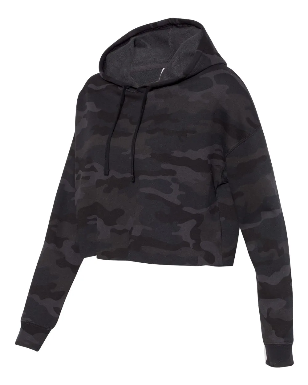 Independent Trading Co. - Women's Lightweight Cropped Hoodie Black Camo