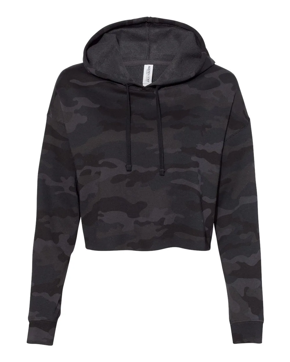 Independent Trading Co. - Women's Lightweight Cropped Hoodie Black Camo