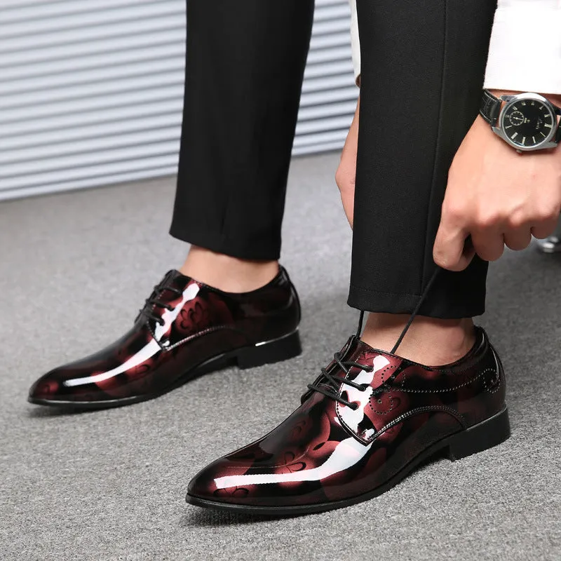 INSTOCK-New trendy pointed toe men's fashionable leather shoes.