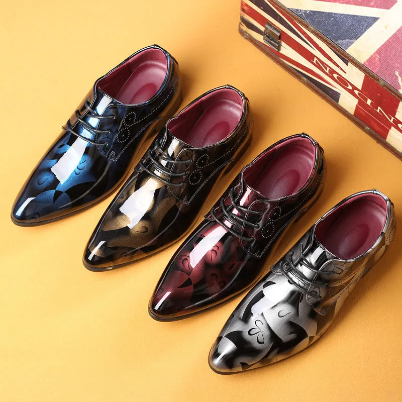 INSTOCK-New trendy pointed toe men's fashionable leather shoes.
