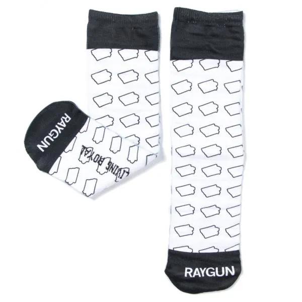 Iowa Outline Black & White Socks