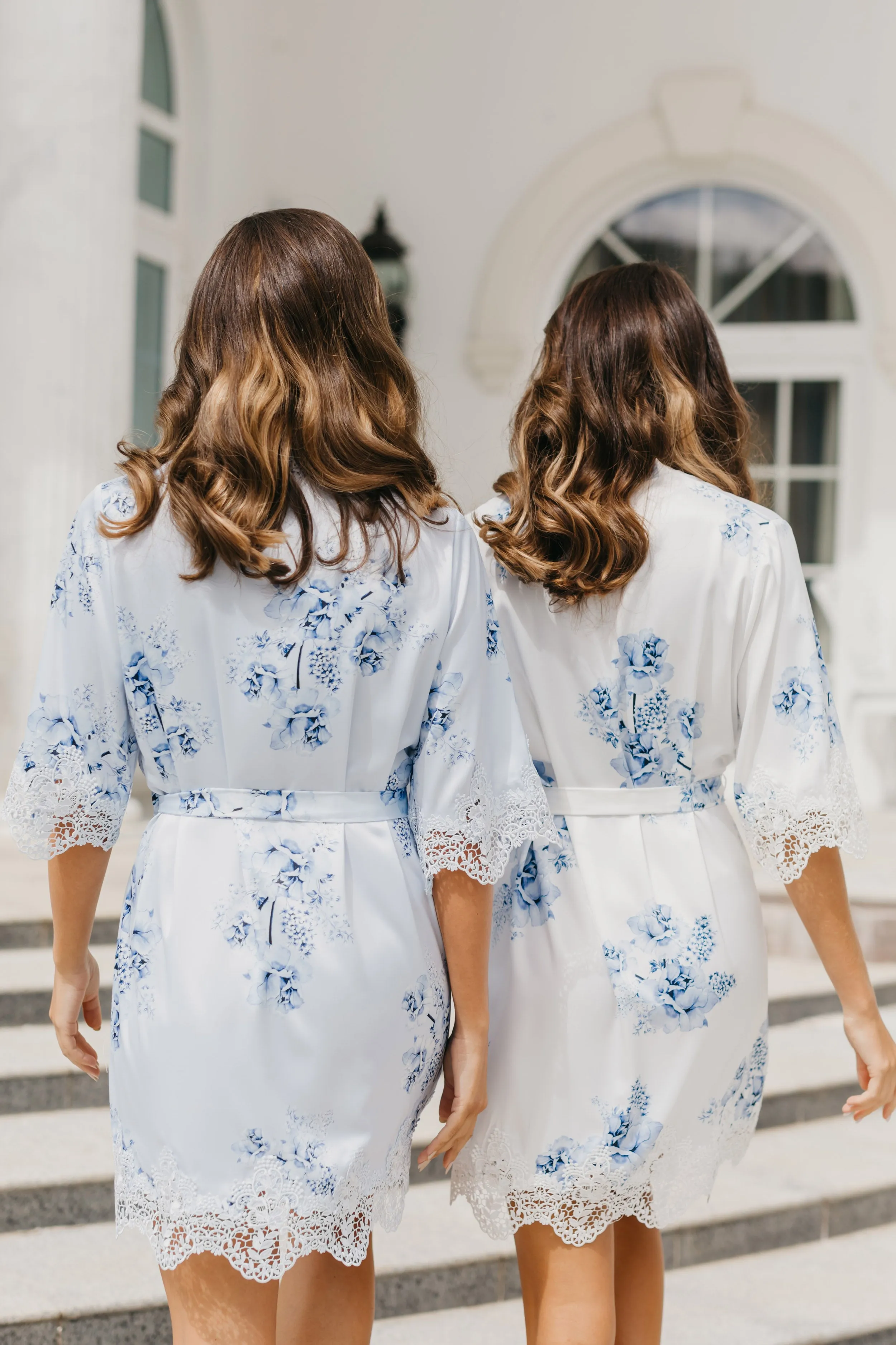 Ivana Bleu De Fleur Printed Robe