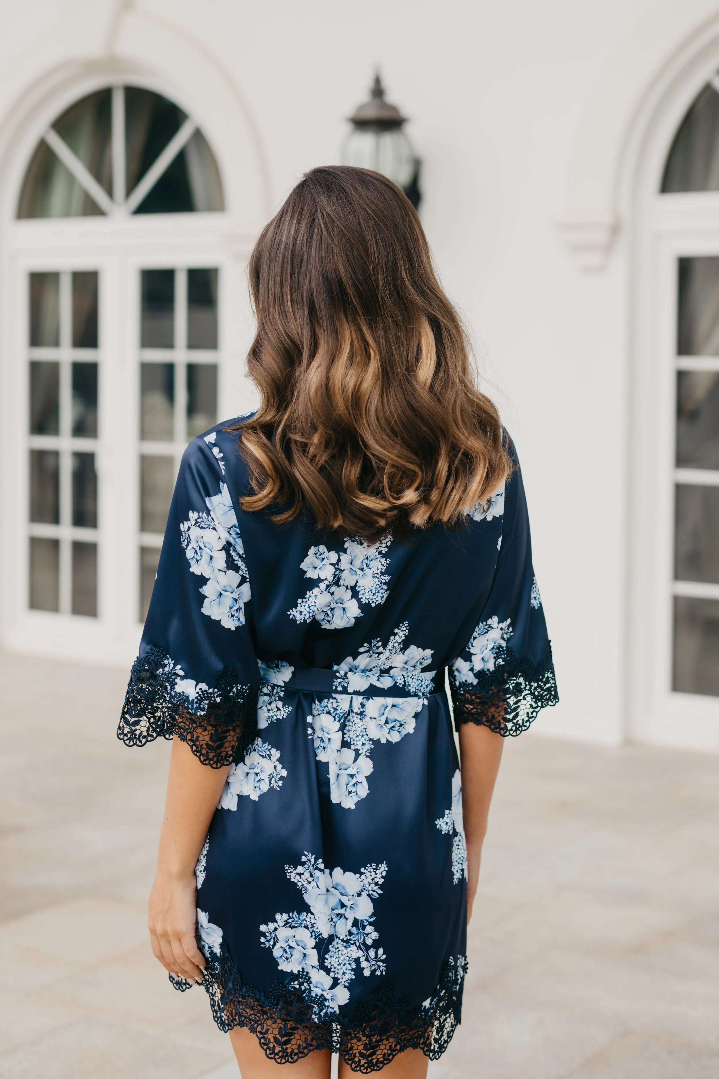 Ivana Bleu De Fleur Printed Robe