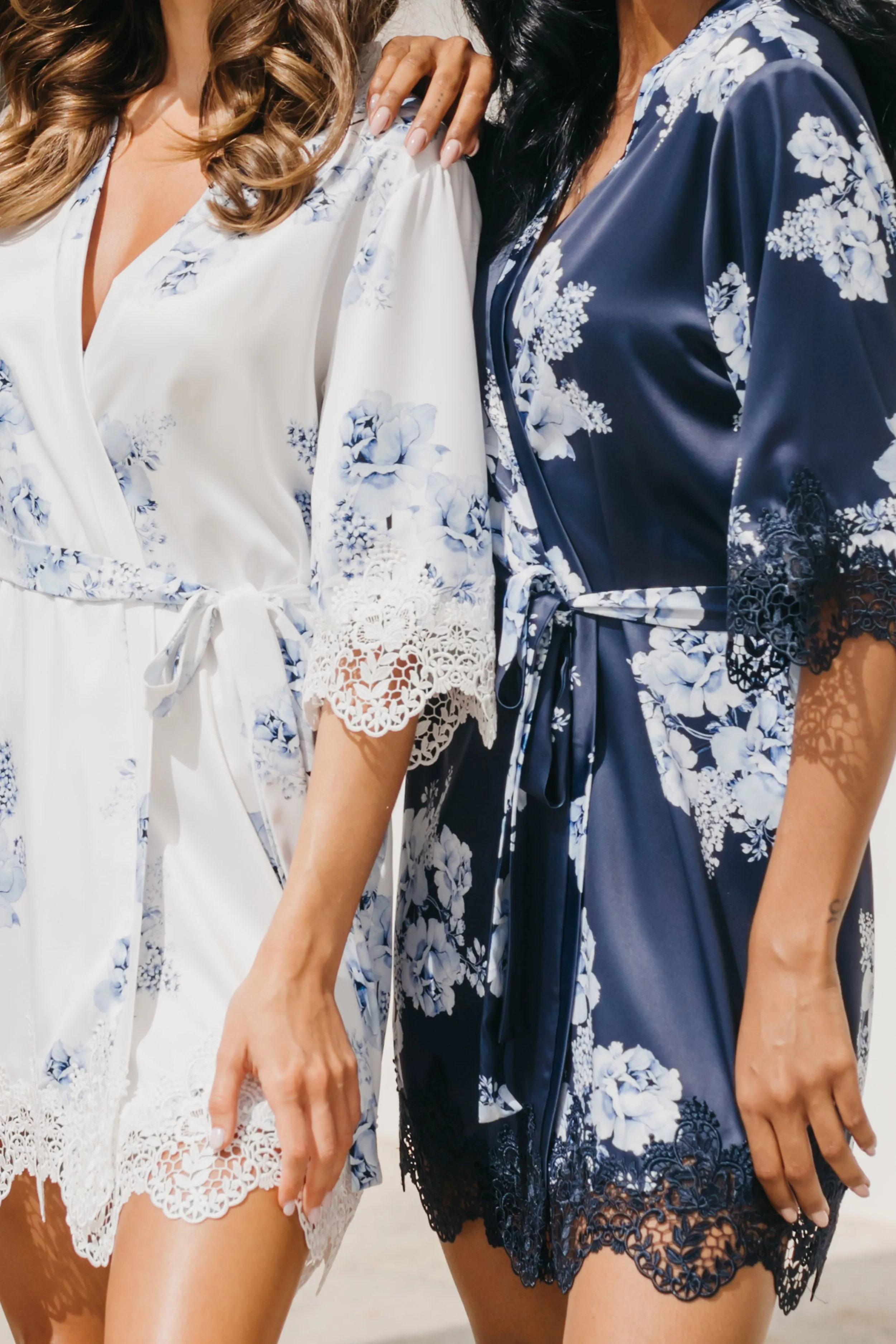 Ivana Bleu De Fleur Printed Robe