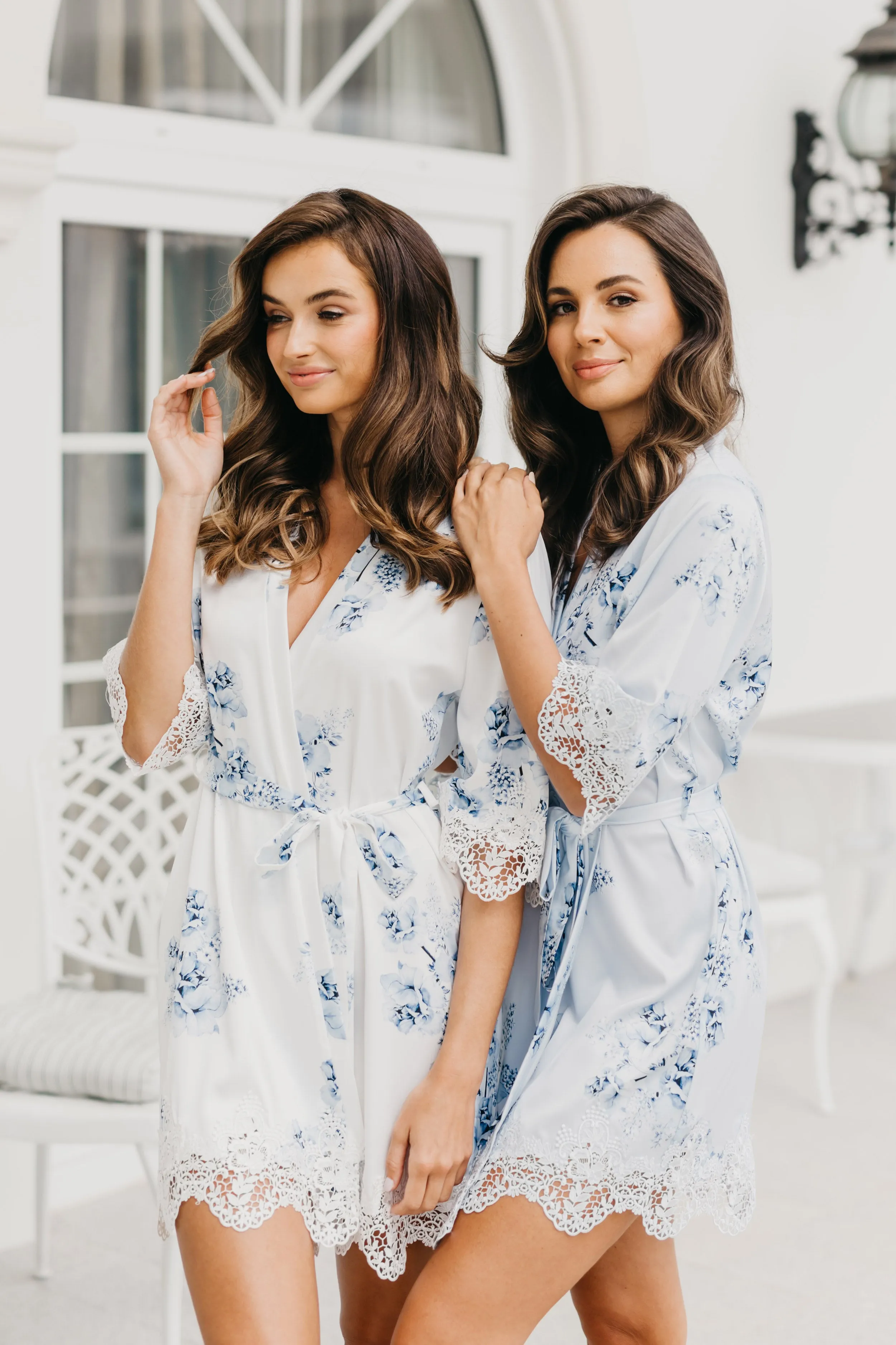 Ivana Bleu De Fleur Printed Robe
