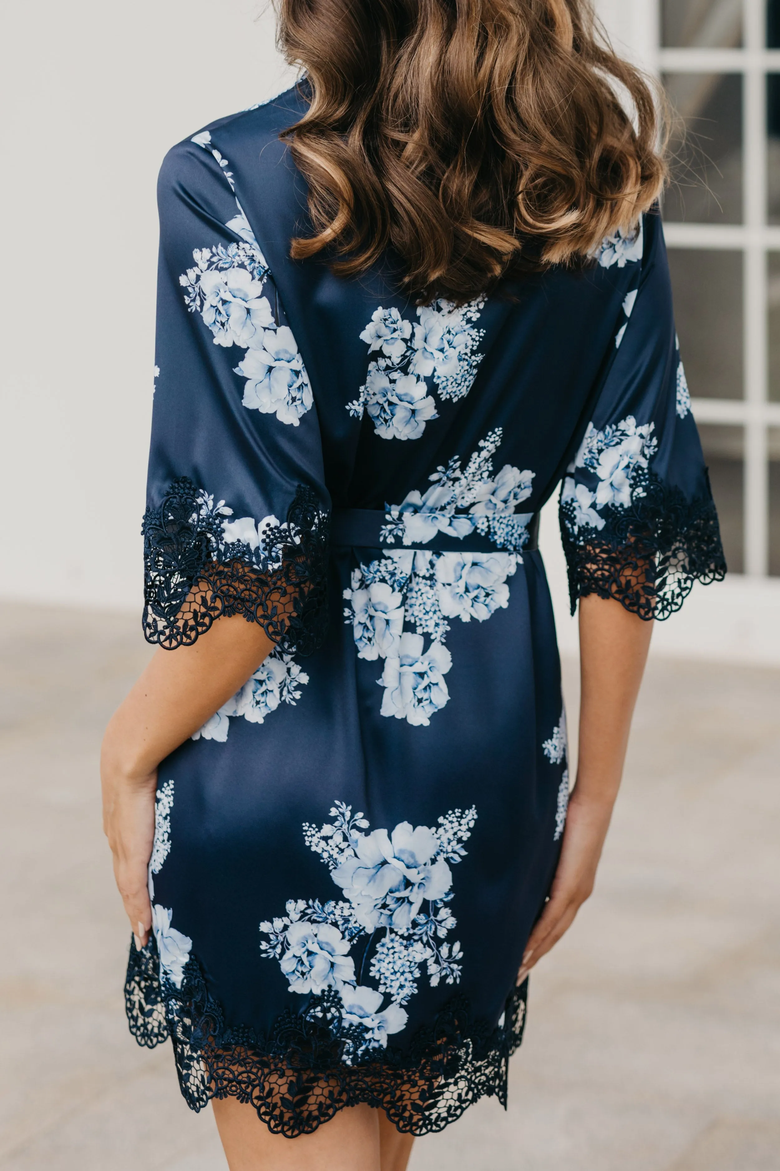 Ivana Bleu De Fleur Printed Robe