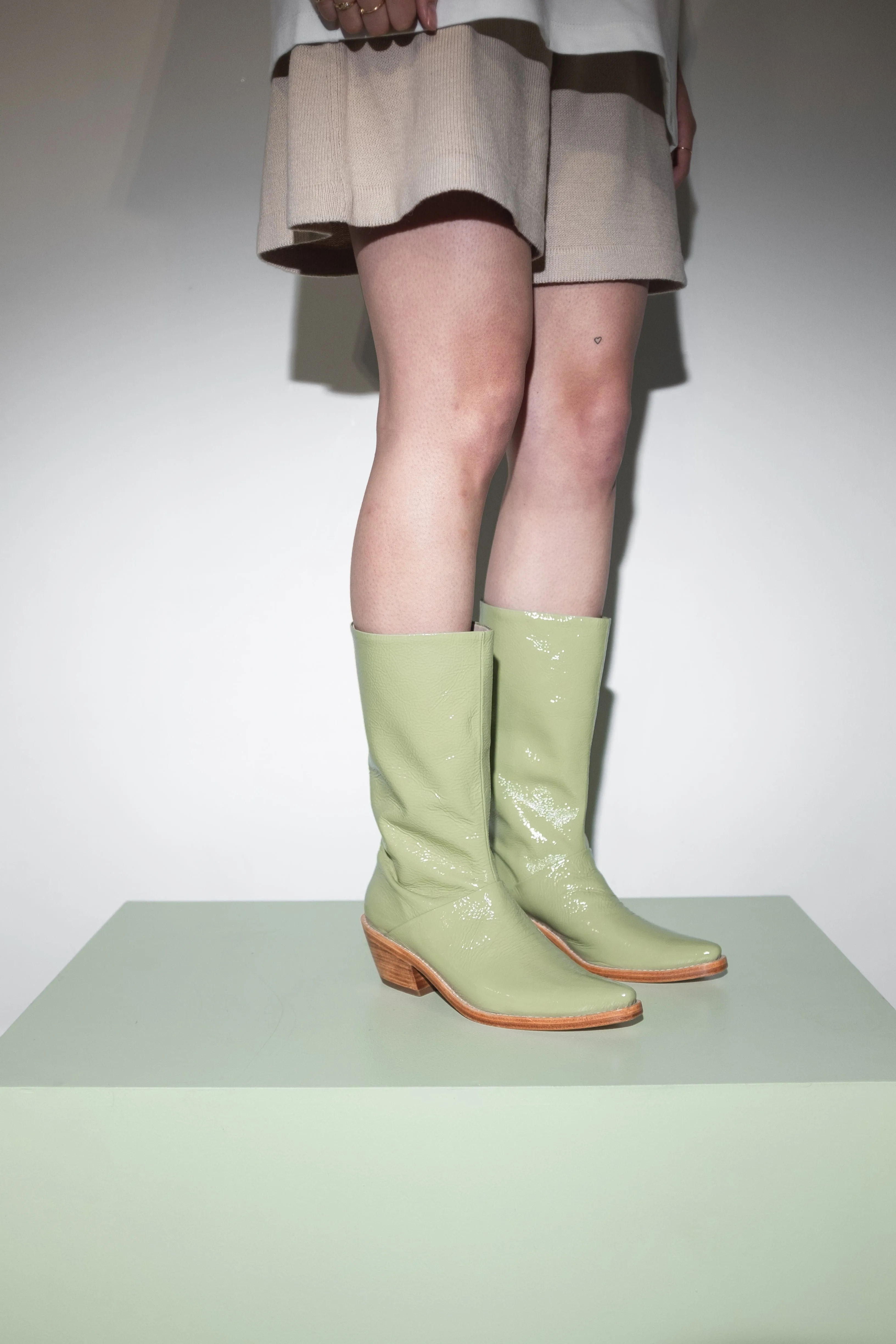 Jackie Boot in Glossy Pistachio