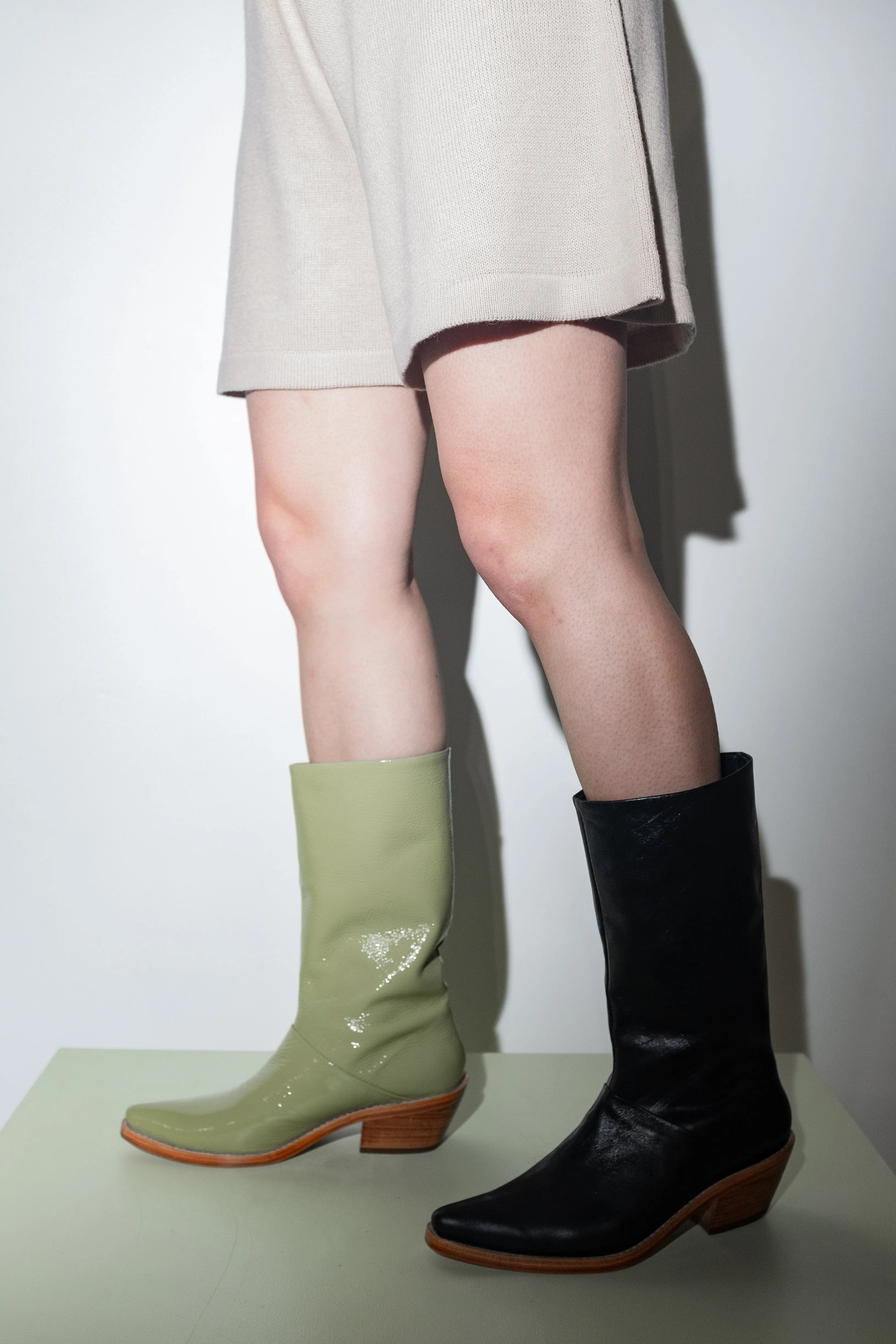 Jackie Boot in Glossy Pistachio