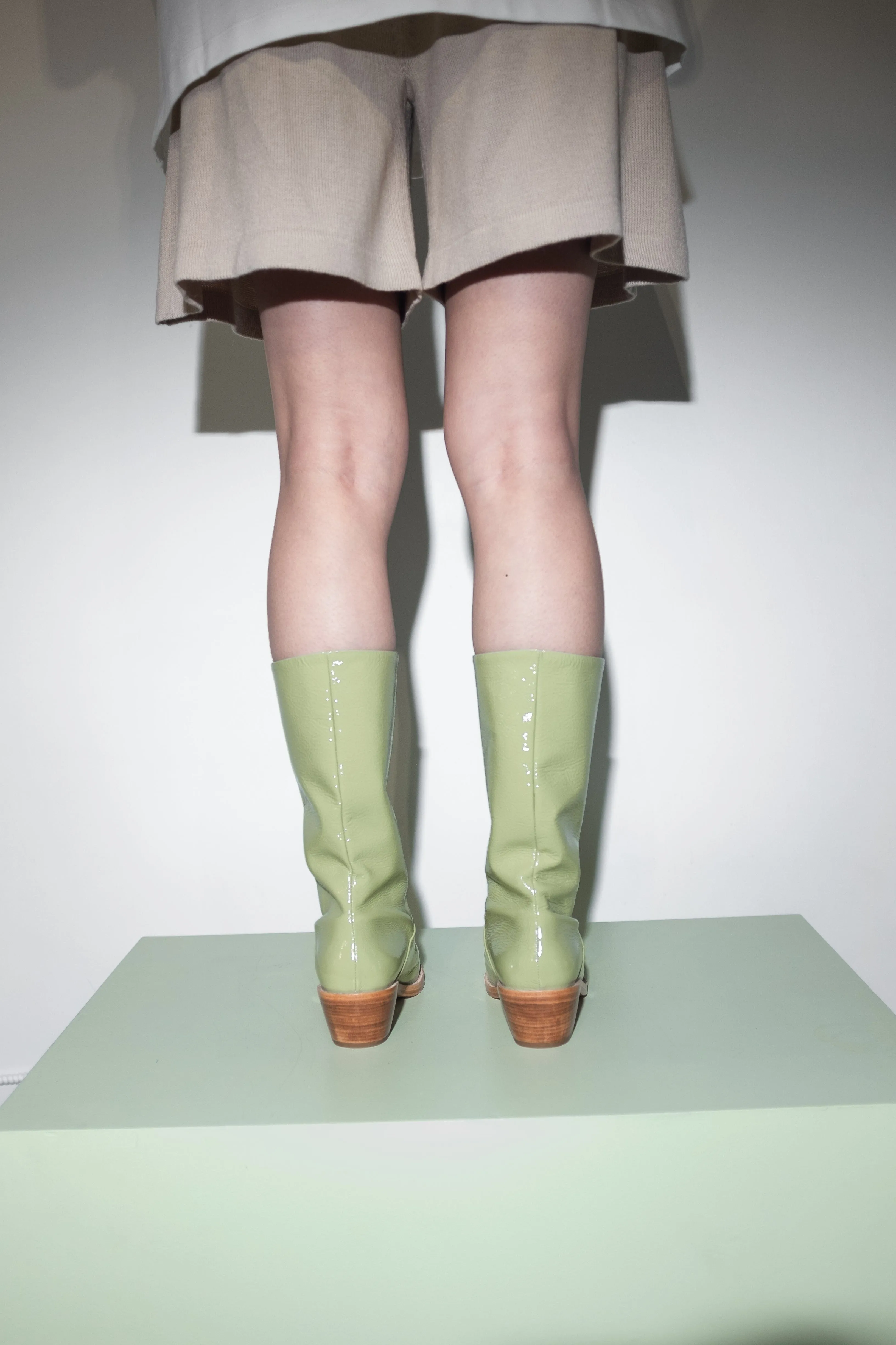 Jackie Boot in Glossy Pistachio