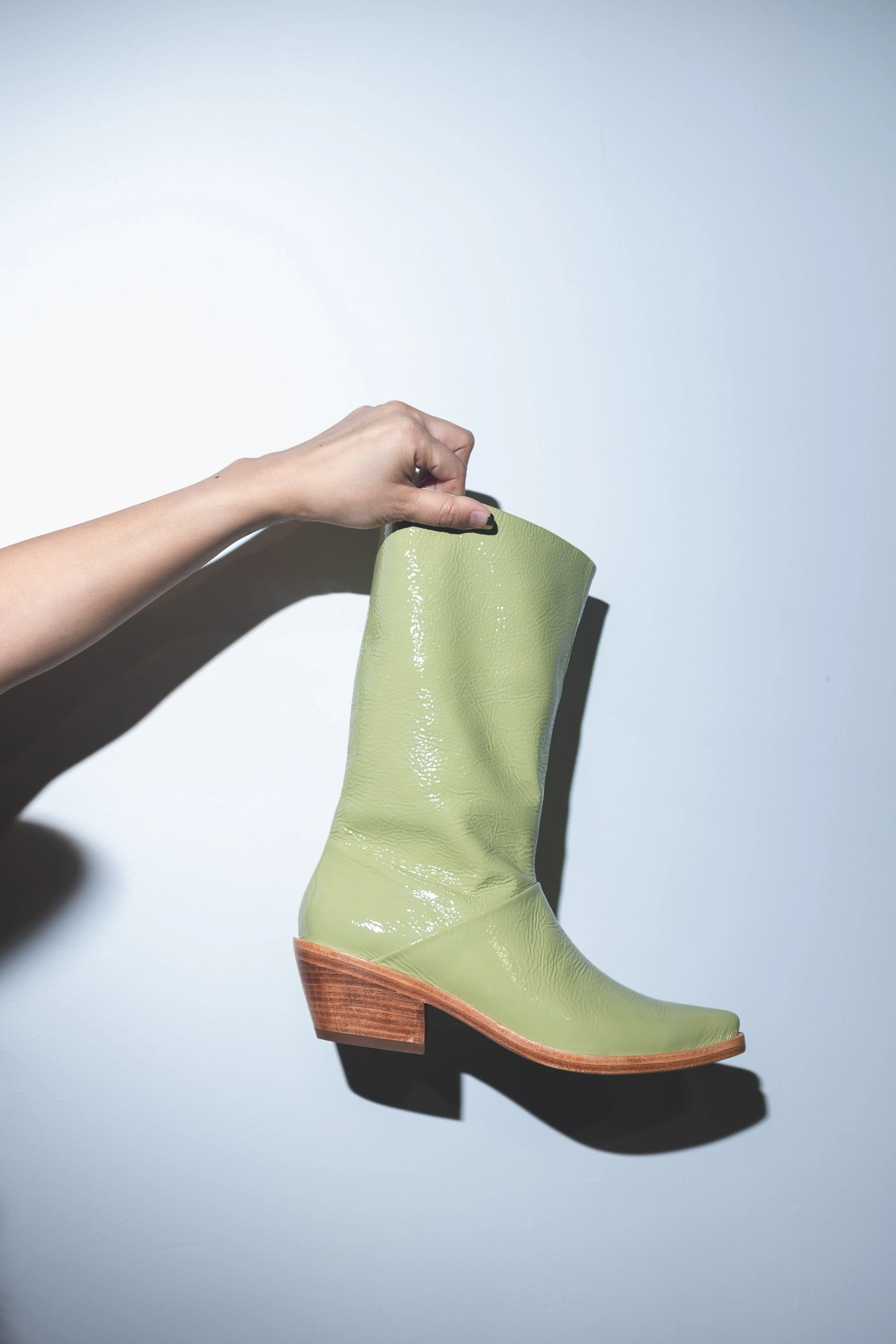 Jackie Boot in Glossy Pistachio